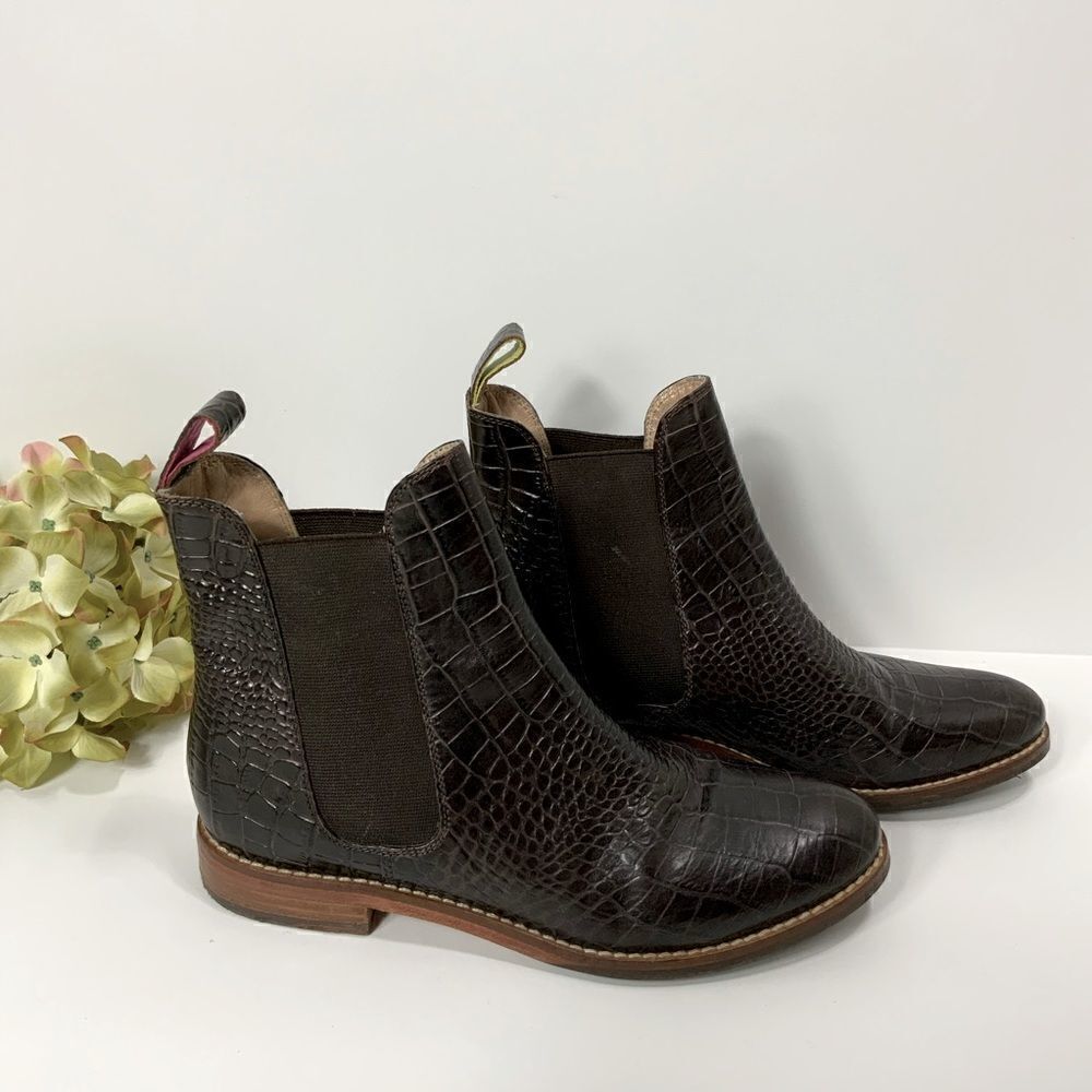 JOULES WESTBOURNE Crocodile print leather Chelsea booties